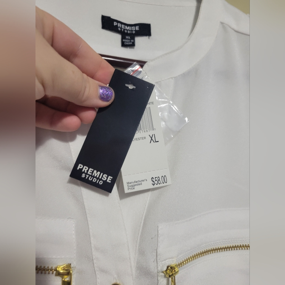 Premise studios XL white blouse NWT - Picture 2 of 4